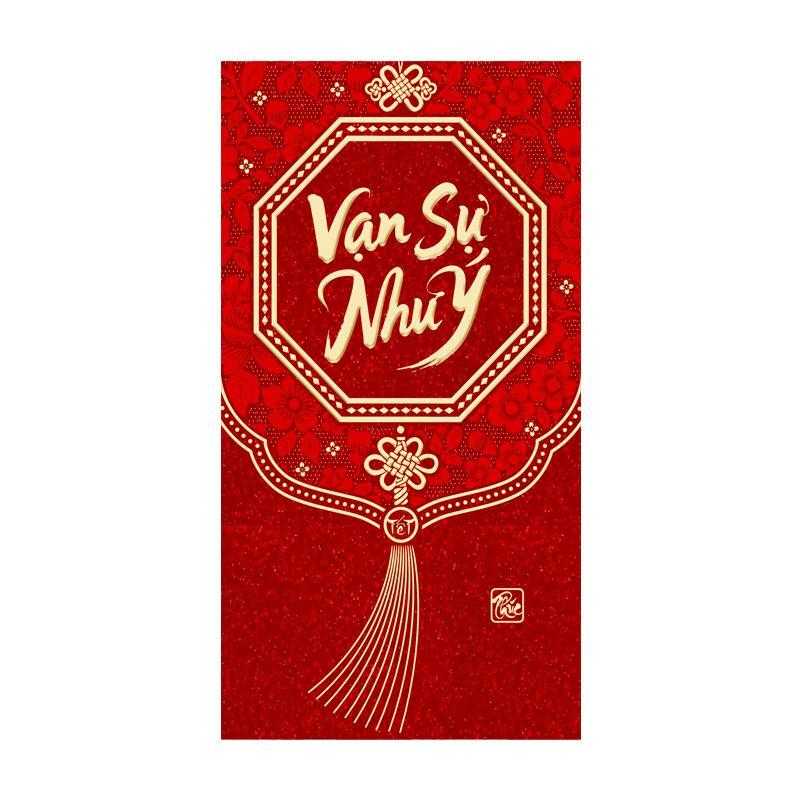 Wedding Envelopes - ベトナム風の赤い封筒6枚セット。2027年（干支：羊年）の中国の旧正月（春節）に贈る、お年玉や結婚祝いのギフト、装飾用の「紅包」。