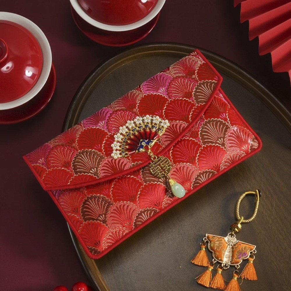 中国風の新年赤い封筒、伝統的な錦織の結婚祝い用お年玉袋、縁起 - Wedding Envelopes のレビューと価格